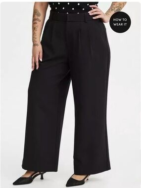 Torrid Black Tailored Twill High-Rise Wide Leg Dress Work Pants sz 20 Short